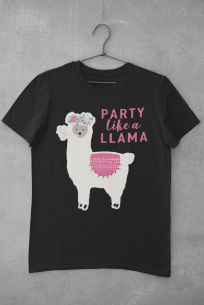 Party like a llama fekete póló