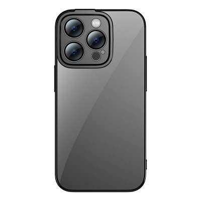 Baseus Glitter iPhone 14 Pro Max Átlátszó tok és üvegfólia (fekete)
