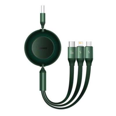 Baseus Bright Mirror 3, 3 az 1-ben Mikro USB / Lightning / USB-C kábel, 66W / 2A, 1.1 m (zöld)