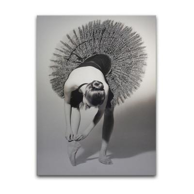 Vászon falikép, ballerina, 60x80 cm, fekete-fehér - BALLERINE - Butopêa