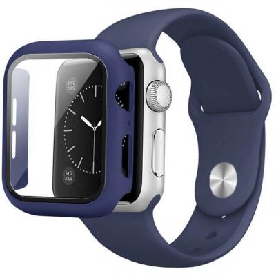 Szilikon Apple Watch Szíj és Tok (Azonos Színben) - Midnight Blue - M/L - 42mm