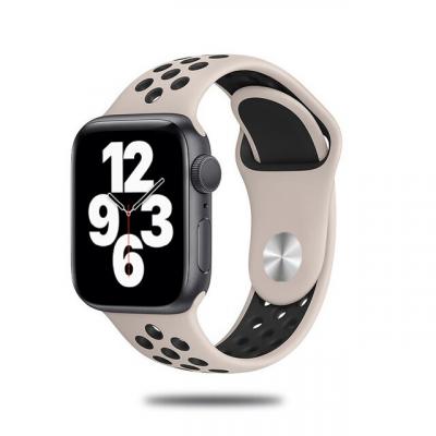 Szilikon Sport Apple Watch Szíj - Kő szürke-Fekete - S/M - 42, 44, 45, 49mm