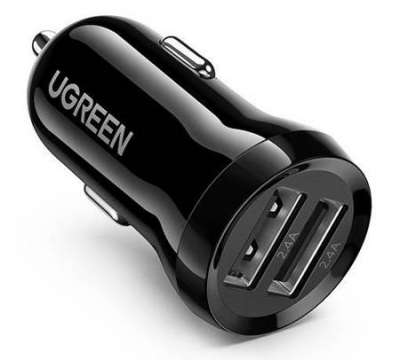 Autós töltő UGREEN ED018, 2x USB, 24W (fekete)